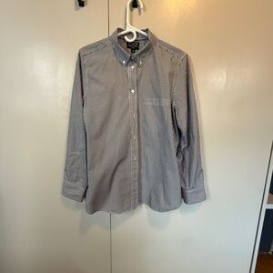 J Crew Classic Button Down Black and White Stripe Size 14 100% Cotton